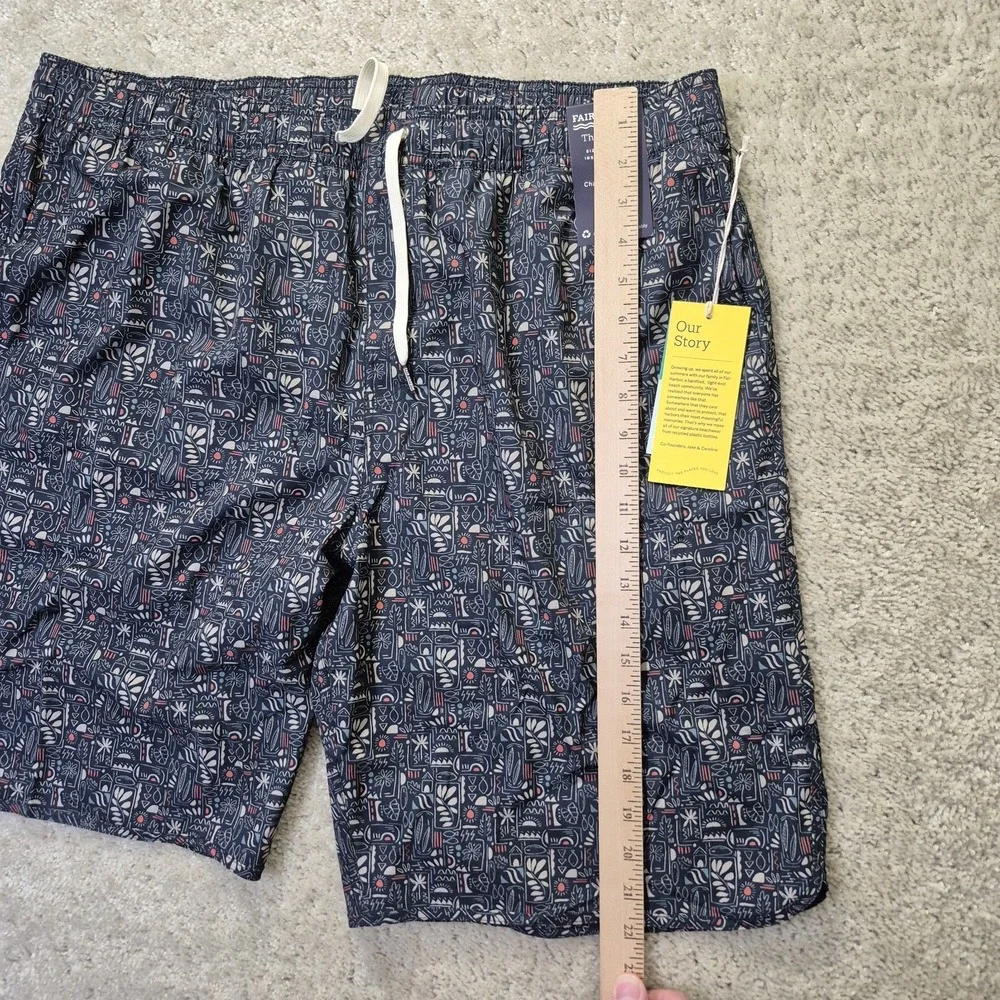 FAIR HARBOR Mens Anchor Swim Trunks Mens 3XL Blue Nautical Lined Surf Swim New